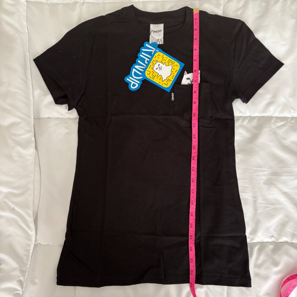 RIPNDIP Lord Nermal Pocket Tee Black Middle Finger Streetwear Cat Size XS New - Picture 6 of 6